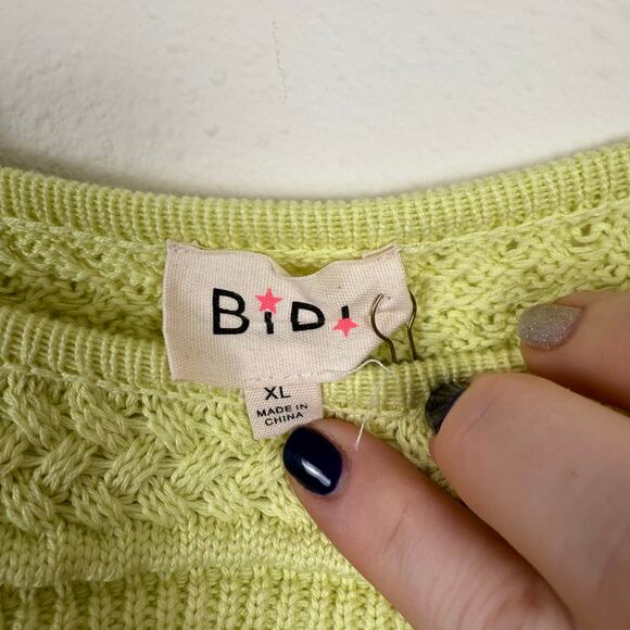 BiBi Womens Cropped Knit Sweater Sz XL Cottagecore Boho Dopamine Dressing Girly - Picture 5 of 7